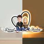 Personalized 3D Style Cartoon Character Acrylic LED Night Light with Name Home Decor Valentine's Day Gift for Couple