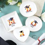 Personalized Graduation Cap Initial Ceramic Trinket Jewelry Dish with Name and Year Birthday Graduation Gift for Graduates