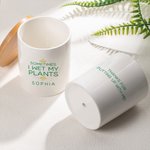 Personalised Sometime I Wet My Plants Ceramic Name Plant Pot with Text and Bamboo Base Desk Decor Birthday Gift for Plant Lovers