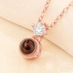 Personalized Birthstone Photo Projection Necklace Dainty Jewelry Anniversary Birthday Memorial Gift for Women