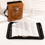 Personalized You Are Beautiful Pink Bow Birth Flower Bouquet Bible Verses PU Leather Bible Cover with Name Birthday Baptism Gift for Christians