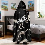 Gepersonaliseerde Dinosaurus Fossiel Zachte Deken met Kap met Naam Dagelijks Gebruik Verjaardagscadeau voor Kinderen Tieners Jongens