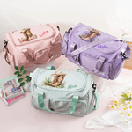 Personalized Watercolor Birth Flower Cowboy Boots Travel Duffel Bag with Name and Shoes Compartment Birthday Travel Gift for Cowgirl