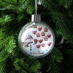 Personalized 1-14 Paw Prints Hearts Snowman Crystal Ball Shaped Ornament with Names and Text Tree Home Decor Merry Christmas Gift for Family Friends