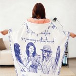 Personalisierte Retro Stift und Tinte Zeichnung Stil Foto weiche Kapuze Decke mit Text Jahrestag Geburtstag Geschenk für beste Freundin