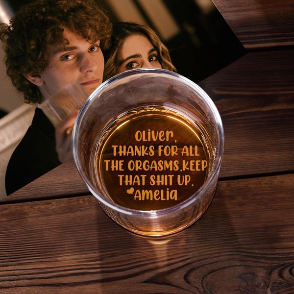 Personalised Thanks for All the Orgasms 10 oz Old Fashioned Rocks Whiskey Glass with Names Valentine's Day Anniversary Gift for Boyfriend Husband