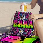 Serviette de plage surdimensionnée à séchage rapide personnalisée avec nom Cadeau d'anniversaire pour les enfants et la famille