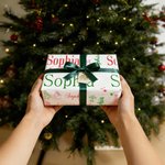 Personalized Snowman Reindeer Candy Cane Wrapping Paper with Name Christmas DIY Craft Packaging Gift for Family Kids