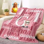 Personalisierte Cartoon-Figur Kuscheldecke mit Namen und Initiale Haus Deko Geburtstag Weihnachtsgeschenk für Familie Freunde