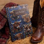 Personalised Faux Embroidered Horse Chicken Cow Flower Denim Journal Notebook with Text and 100 Lined Pages Daily Use Birthday Gift for Women