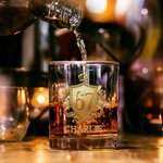 Personalised Golden Badge Funny 67 Design 10 oz Rock Whiskey Glass with Name Old Fashioned Birthday Gift for Man Bartender Whiskey Enthusiast