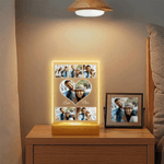 Personalised Heart 5-9 Photos Acrylic LED Night Light with Name and Wooden Base Home Decor Valentine's Day Anniversary Gift for Couple