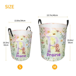 Personalized Cartoon Forest Animal Laundry Storage Basket with Name and Initial Daily Use Birthday Gift for Friend Family