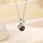 Personalized Birthstone Photo Projection Necklace Dainty Jewelry Anniversary Birthday Memorial Gift for Women