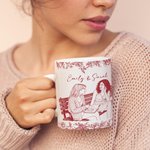 Gepersonaliseerde Retro Pen Tekening Stijl Bloemen Foto 11 oz 15 oz Keramische Mok met Tekst Dagelijks Gebruik Verjaardagscadeau voor Vrienden Besties