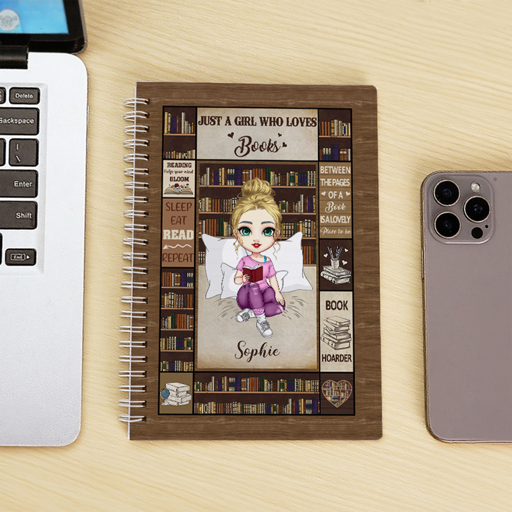 Cahier à spirales A5 avec nom et 120 pages lignées Cadeau d'anniversaire pour la famille et les enfants