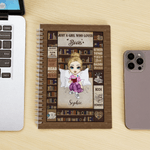 Personalized Bookshelf Cartoon Character A5 Spiral Notebook with Name and 120 Lined Pages Daily Use Birthday Gift for Family Kids