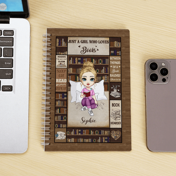 Personalized Bookshelf Cartoon Character A5 Spiral Notebook with Name and 120 Lined Pages Daily Use Birthday Gift for Family Kids