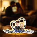 Personalized 3D Style Cartoon Character Acrylic LED Night Light with Name Home Decor Valentine's Day Gift for Couple