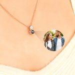 Personalized Birthstone Photo Projection Necklace Dainty Jewelry Anniversary Birthday Memorial Gift for Women