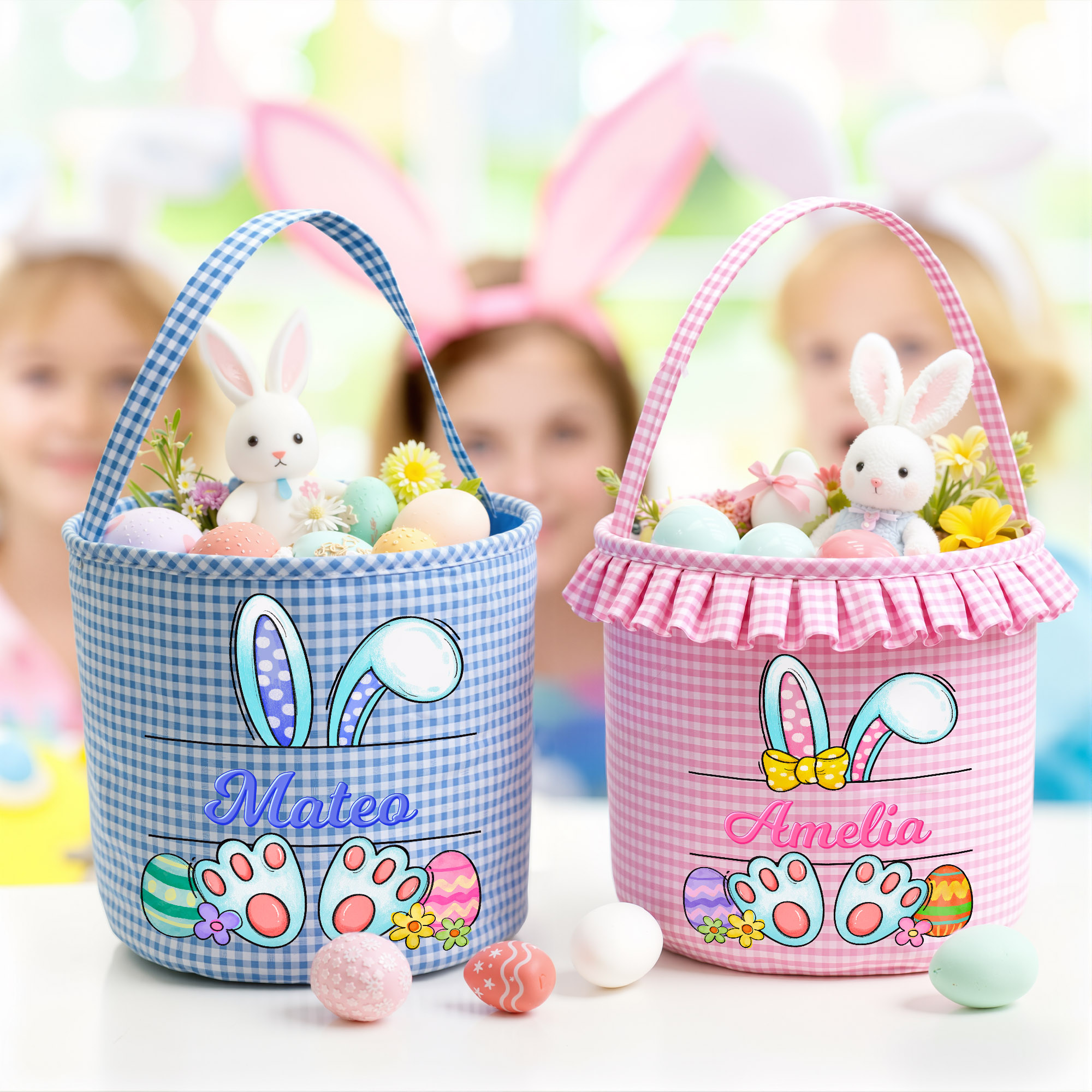 01-2-Personalized Multi-Color Peter Rabbit Large Capacity Easter Egg Hunting Basket with Name Easter Gift for Children  (跨库复制)