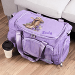Personalized Watercolor Birth Flower Cowboy Boots Travel Duffel Bag with Name and Shoes Compartment Birthday Travel Gift for Cowgirl