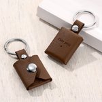 Personalized 3 Family Photos Album PU Leather Keychain with Engraved Text Birthday Father's Day Anniversary Gift for Dad Husband