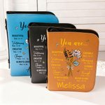 Personalized You Are Beautiful Pink Bow Birth Flower Bouquet Bible Verses PU Leather Bible Cover with Name Birthday Baptism Gift for Christians