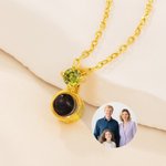Personalized Birthstone Photo Projection Necklace Dainty Jewelry Anniversary Birthday Memorial Gift for Women