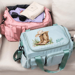 Personalized Watercolor Birth Flower Cowboy Boots Travel Duffel Bag with Name and Shoes Compartment Birthday Travel Gift for Cowgirl