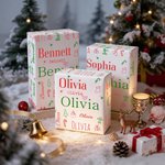 Personalized Snowman Reindeer Candy Cane Wrapping Paper with Name Christmas DIY Craft Packaging Gift for Family Kids