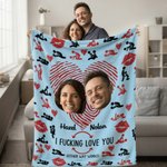 Personalized Couple Photos Heart Fingerprint Kiss Soft Throw Blanket with Name Home Decor Birthday  Valentine's Day Gift for Couple