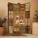 Personalised Cartoon Character Retro Checkerboard Soft Throw Blanket with Name Home Decor Daily Use Friendship Birthday Gift for Friends Sisters