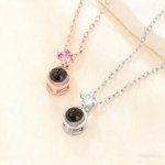 Personalized Birthstone Photo Projection Necklace Dainty Jewelry Anniversary Birthday Memorial Gift for Women