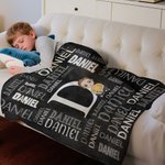 Personalisierte Cartoon-Figur Kuscheldecke mit Namen und Initiale Haus Deko Geburtstag Weihnachtsgeschenk für Familie Freunde