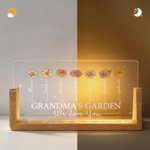 Personalised We Love You Birth Flower Rectanglar Acrylic LED Night Light with Wooden Base and 1-12 Names Mother's Day Gift for Mom Grandma