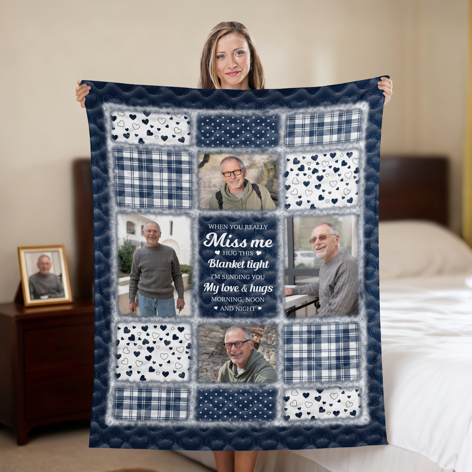 Photo personnalisée Message de confort Plaid Douce couverture avec nom Décoration de la maison Mémorial Sympathie Cadeau pour la famille Amis
