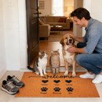 Personlig Welcome Heart Dog Paw Print halkfri dörrmatta med namn heminredning inflyttningsfest födelsedagspresent för hundägare älskare