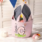 Personalized Cute Bunny Ears Polka Dot Initial Easter Basket with Name Egg Hunt Accessories Easter Party Gift for Boys Girls