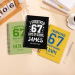 Personalised Funny I Survived 67 Days of School A5 Spiral Notebook with Name and 120 Lined Pages Birthday Back to School Gift for Kids Students
