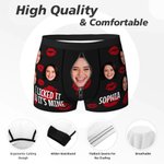 Personalized Funny Face Photo Red Lips Boxer Brief Men's Underwear with Name Valentine's Day Anniversary Gift for Men