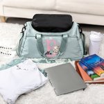 Personalised Cute Animal Ballerina Name Initial Travel Duffle Bag with Shoe Compartment and Shoulder Strap Birthday Team Gift for Ballet Lovers