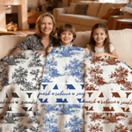Personalized Toile De Jouy Style Mama Nana Multicolor Soft Throw Blanket with Name Home Decor Birthday Anniversary Gift for Mom Grandmother