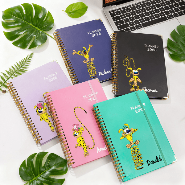 Personalised Cartoon Marsupilami 2026 Planner Spiral A5 Notebook with Name Birthday New Year Gift for Book Lovers Friends | Callie × Marsupilami®