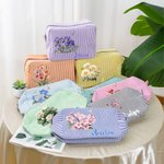 Personalisierte Vintage Geburt Blume Multicolor Portable Streifen Kosmetiktasche mit Namen tägliche Reise Essentials Geburtstag Geschenk für Frauen