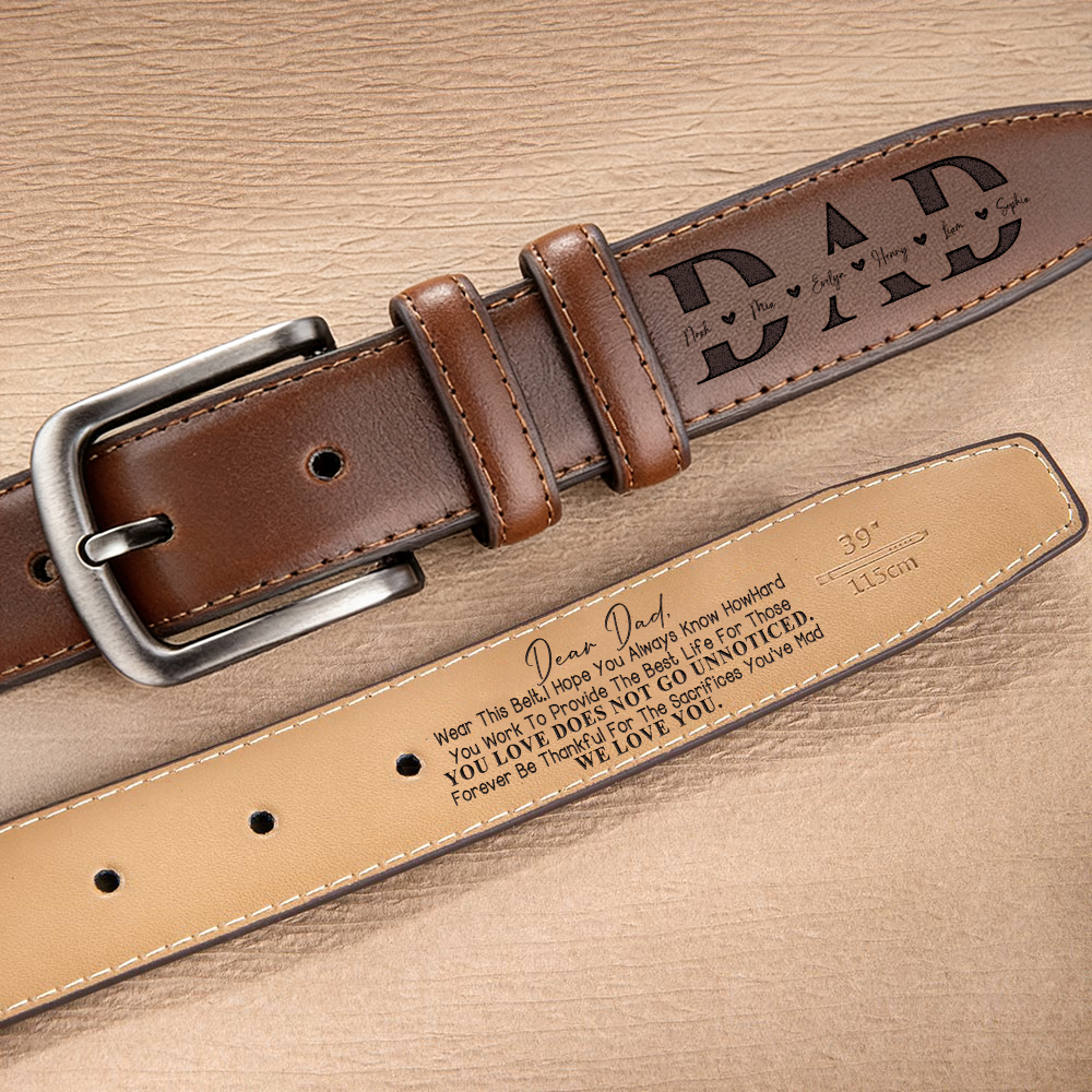 Ceinture en cuir avec boucle et titre gravé pour homme Cadeau de fête des pères pour père et mari