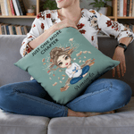 Personalised Cartoon Character Soft Cushion Cover with Name Home Decor Book Club Birthday Gift for Women Girls Reading Lovers
