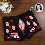Personalized Funny Face Photo Red Lips Boxer Brief Men's Underwear with Name Valentine's Day Anniversary Gift for Men