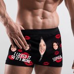 Personalized Funny Face Photo Red Lips Boxer Brief Men's Underwear with Name Valentine's Day Anniversary Gift for Men