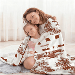 Personalized Toile De Jouy Style Mama Nana Multicolor Soft Throw Blanket with Name Home Decor Birthday Anniversary Gift for Mom Grandmother